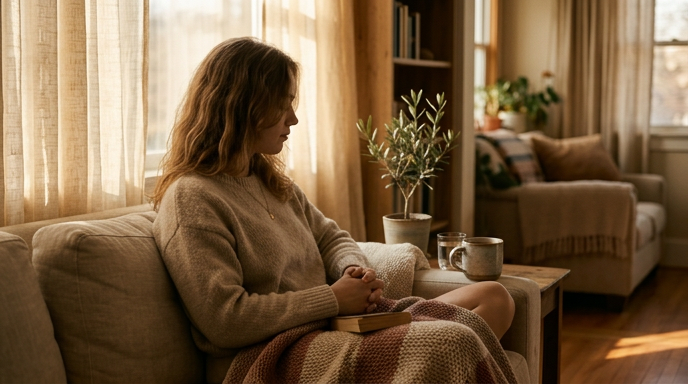 Photorealistic editorial photograph of a young woman in her early twenties sitting on 604259