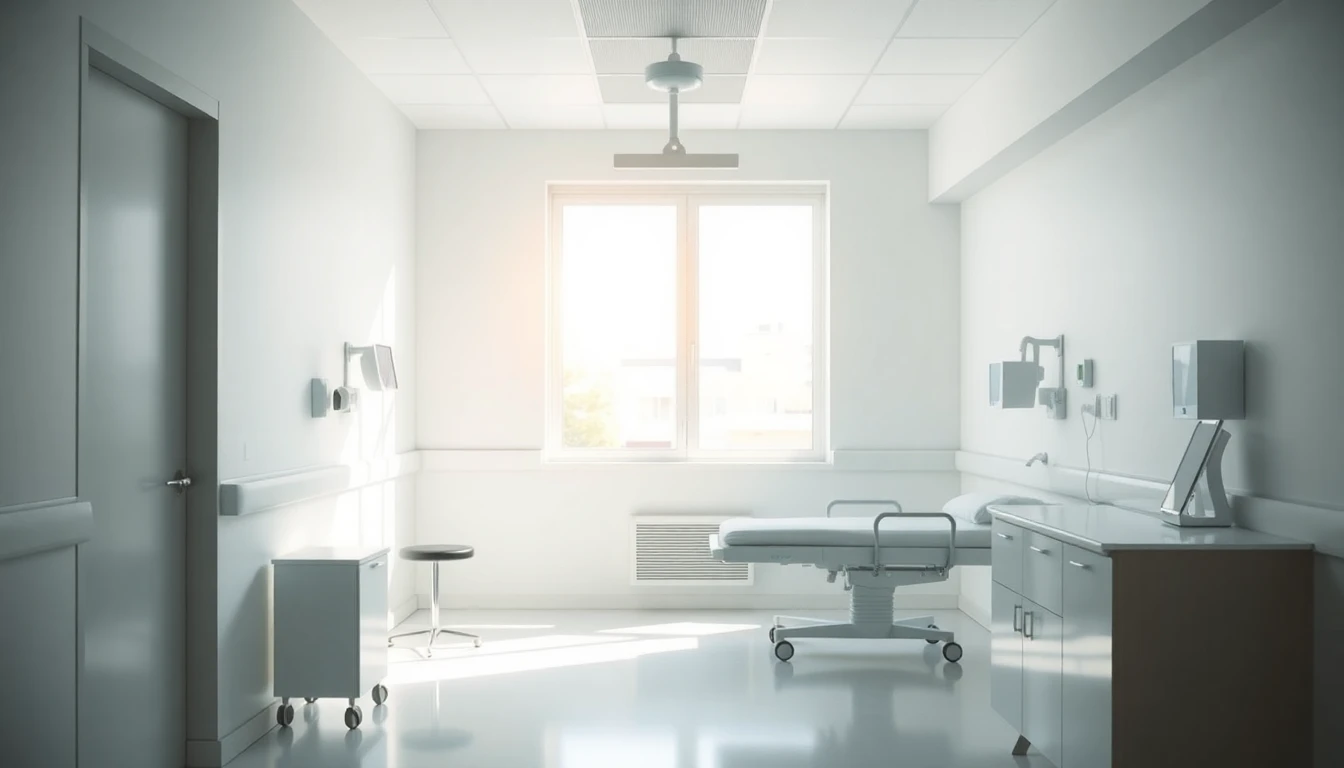 A calm bright hospital room with soft daylight through the window